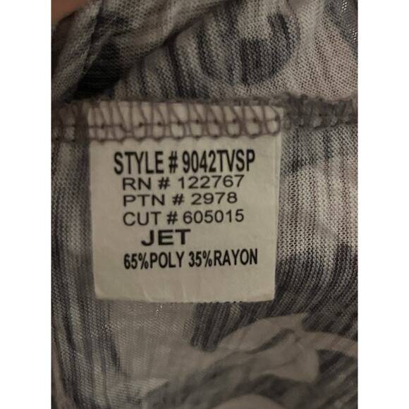 David Cline Button Down Shirt •XS• Collared Grey Jet Scroll Paisley 9100 Blouse - Picture 9 of 10